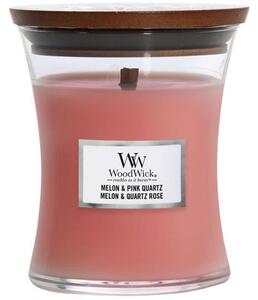 Střední vonná svíčka Woodwick, Melon & Pink Quartz