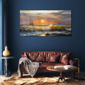 Obraz na skle Obraz na skle Pobřežní vlny západu slunce