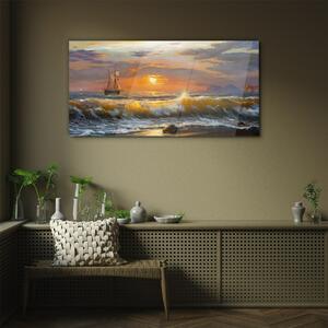 Obraz na skle Obraz na skle Pobřežní vlny západu slunce