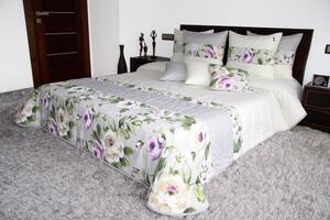 Luxusní přehoz na postel šedo krémové barvy s růžemi Šířka: 170 cm | Délka: 210 cm