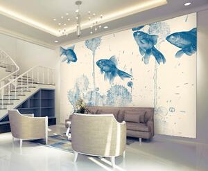 Malvis ® Tapeta modré rybky Vel. (šířka x výška): 288 x 200 cm
