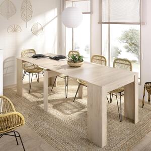 Rozložitelný jídelní stůl, psací stůl, komoda v jednom, Kiona glossy white