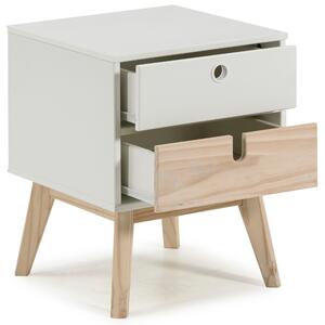 Bílý dřevěný noční stolek Marckeric Kiara 40 x 37 cm