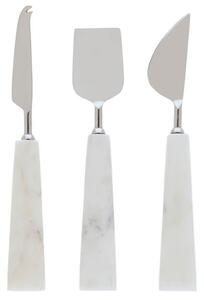 Kave Home Sada tří bílých mramorových nožů na sýr LaForma Bluma