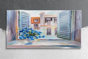 Obraz na skle Obraz na skle Malování květiny střechy