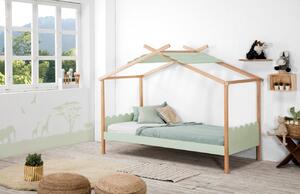 Světle zelená dřevěná dětská postel Marckeric Nuvem 90 x 190 cm