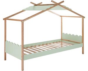 Světle zelená dřevěná dětská postel Marckeric Nuvem 90 x 190 cm