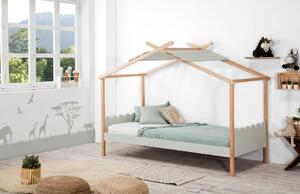 Světle šedá dřevěná dětská postel Marckeric Nuvem 90 x 190 cm