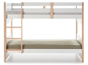 Bílá dřevěná dětská patrová postel Marckeric Kiara 90 x 190 cm