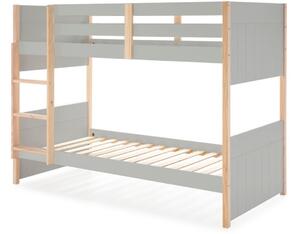 Světle šedá dřevěná dětská patrová postel Marckeric Kiara 90 x 190 cm