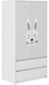 Dětská šatní skříň s vousatým zajíčkem 180x55x90 cm