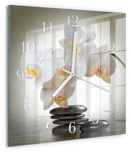 Skleněné hodiny Orchidej zskb-30x30-00058670