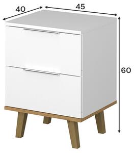 Komoda 2s/46 bílá / dub kamenný Neptun