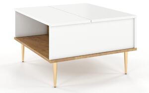 Konferenční stolek HARMONI, 75x43x69, bílá/dub lancelot/zlatá