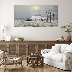 Obraz na skle Obraz na skle Zimní krajiny stromy