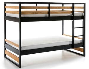 Hnědo černá dřevěná patrová postel Marckeric Manhattan 90 x 190 cm