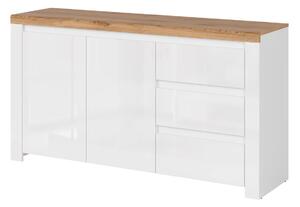 Komoda 2d3s bílý lesk / dub wotan Vigo