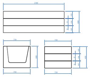 Freestanding bath NADI Pro PLUS Acrylic - 170 x 75 x 60 cm - White - bath fitting 6080 selectable