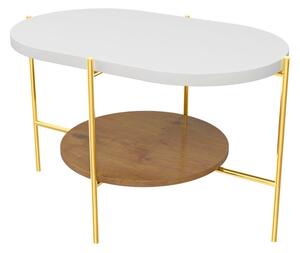 Konferenční stolek ARENA, 80x50x50, bílá/zlatá