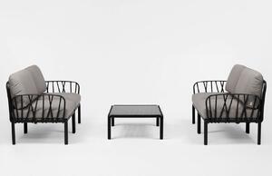 Nardi Šedo hnědý plastový zahradní konferenční stolek Komodo Tavolino Vetro 70 x 70 cm