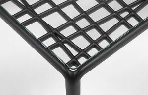 Nardi Šedo hnědý plastový zahradní konferenční stolek Komodo Tavolino Vetro 70 x 70 cm