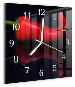 Skleněné hodiny Chilli papričky zskb-30x30-00090458