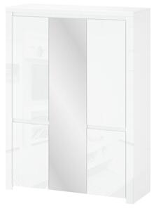 Skříň pětidveřová se zrcadlem Lingo 151x202x56 cm Bílý lesk