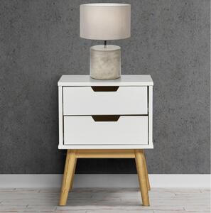 Bílý borovicový noční stolek Marckeric Baku 40 x 40 cm