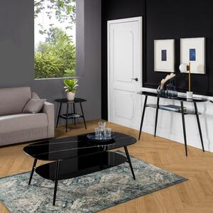Černý skleněný toaletní stolek Marckeric Alina 135 x 40 cm