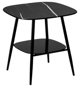 Černý skleněný odkládací stolek Marckeric Alina 55 x 55 cm