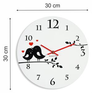 Bílé dětské hodiny s motivem ptáčků Červená