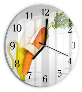 Skleněné nástěnné hodiny Mrkev a banány zsoc-fi30-00176392