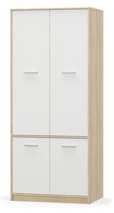 Skříň čtyřdveřová Tips 83x195x55.3 cm Dub sonoma / Bílý