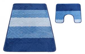 Set modrých koberečků do koupelny 50 cm x 80 cm + 40 cm x 50 cm