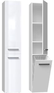 TOP Koupelnová skříňka NEL IV s prádlovým košem Barevné provedení: Bílá / Bílá
