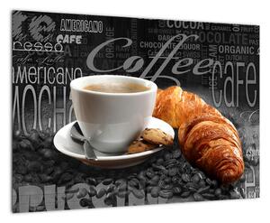 Káva s croissantem - obraz