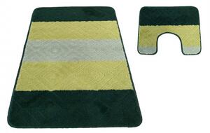 Vzorovaný set koupelnových koberečků zelené barvy 50 cm x 80 cm + 40 cm x 50 cm