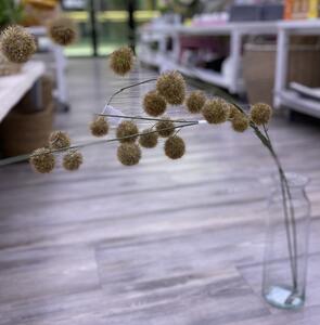 Dekorační zimní umělá květina Silk-ka větvička s omrzlými kuličkami béžová 107cm