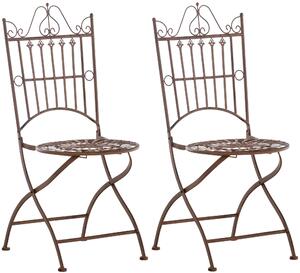 Kovová židle Sadao (SET 2 ks) - Hnědá antik