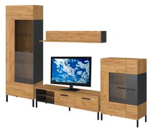 Obývací sestava 3.1 m dub craft zlatý / antracit Santes