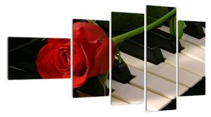 Obraz růže na klavíru (110x60cm)