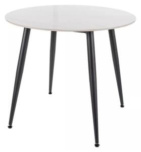 Kulatý jídelní stůl RION 90 cm s keramickou deskou, bílý mramor
