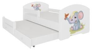 Dětská postel FROSO II se zábranou, 160x80, vzor f2, slon