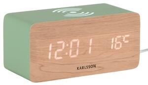 LED budík-hodiny 5933GR Karlsson s nabíječkou smartphonů 15cm