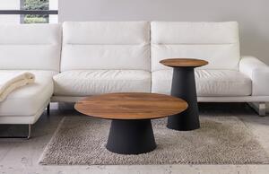 Hnědý dubový odkládací stolek Marco Barotti 45 cm s matnou černou podnoží