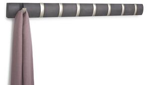Umbra, Dřevěný věšák na zeď Flip 8 s kovovými háčky | šedý