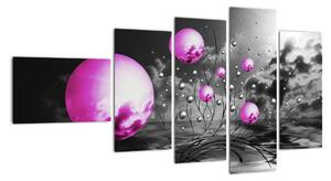 Abstraktní obraz - fialové koule (110x60cm)