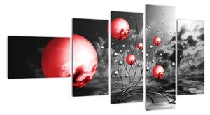 Abstraktní obraz - červené koule (110x60cm)