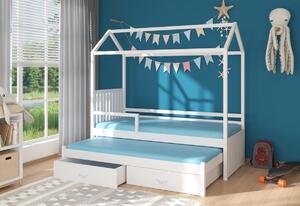 Dětská postel MELICHAR Domek + matrace, 80x180/80x170, růžová