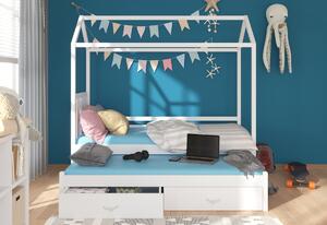 Dětská postel MELICHAR Domek + matrace, 80x180/80x170, grafit